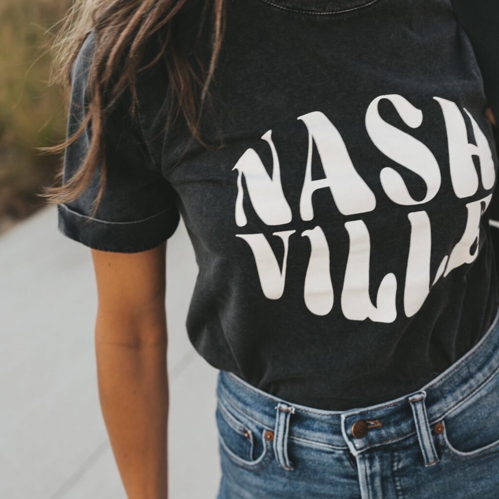 Able Nashville Graphic Tee Washed Black size small